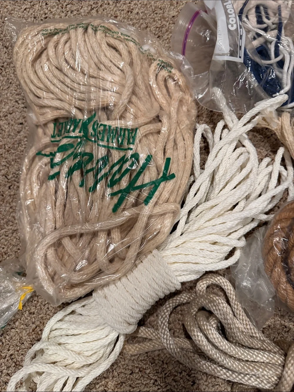 Mixed Craft & Utility Ropes Bundle - Natural, White, brown. Tightening bands